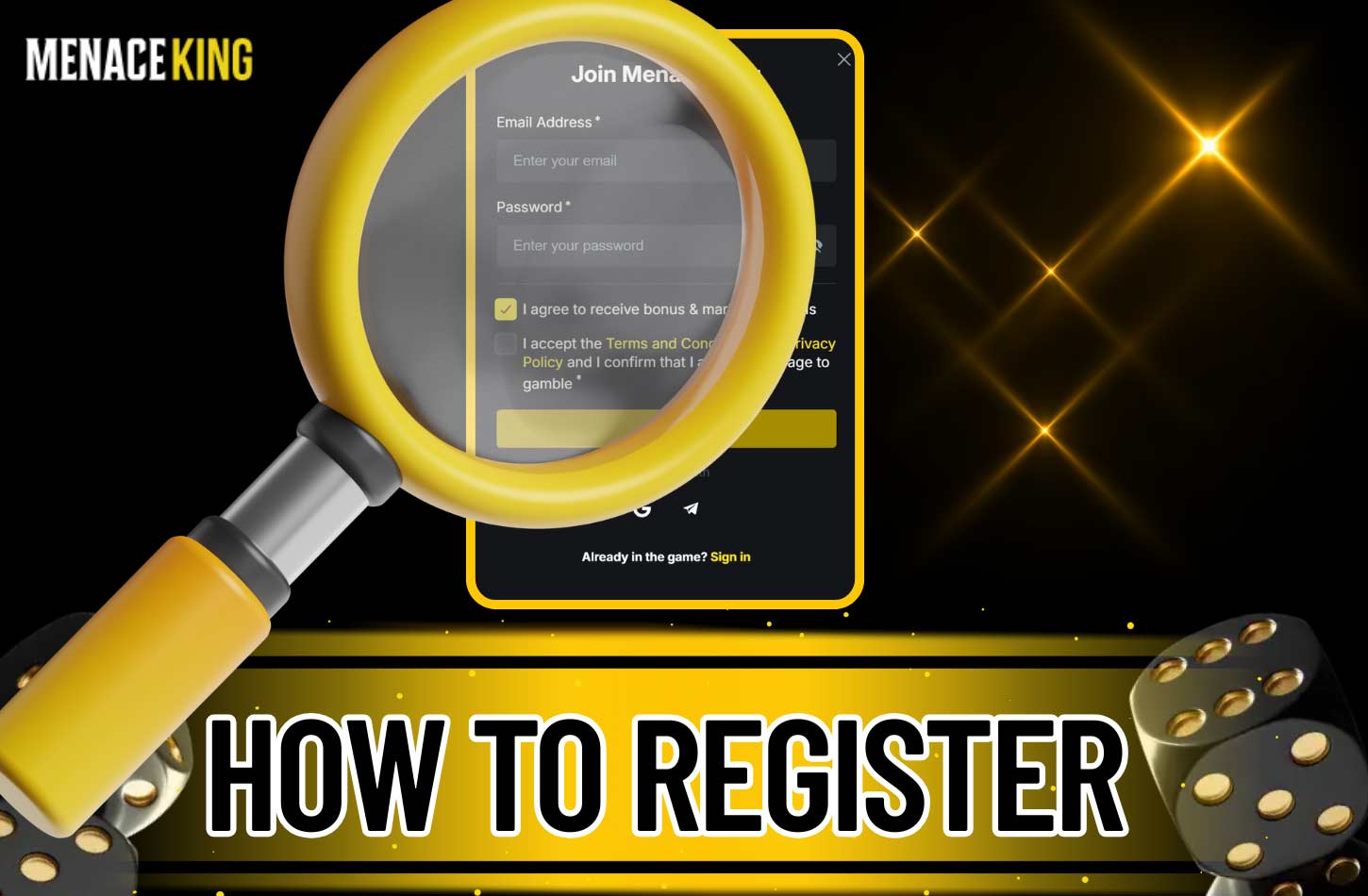 Complete the MenaceKing registration