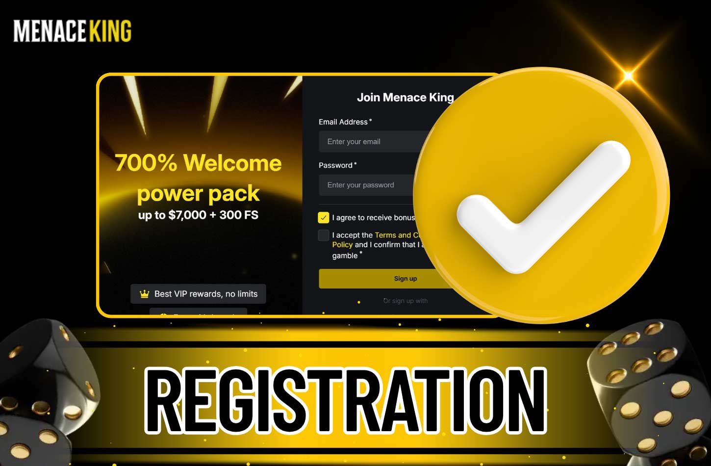 The registration process on the MenaceKing website is simple