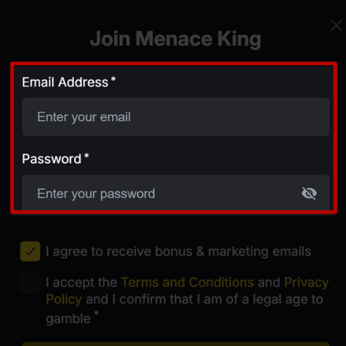 Provide your personal details to MenaceKing
